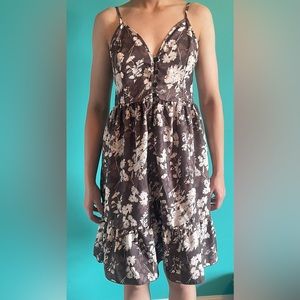 Brown Button Up Floral Print Sundress